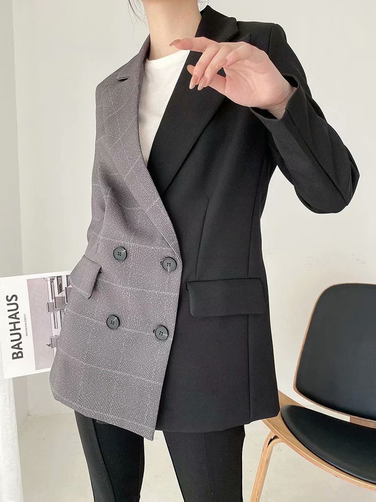 Shopping Mall Withdrawing Cabinets Hit Color Loose Retro Small Suit Jacket