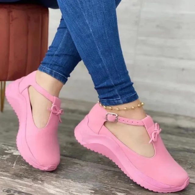 New Platform Buckle Fringe Solid Color Suede Casual Sneakers Pink - Shop at LoveMi