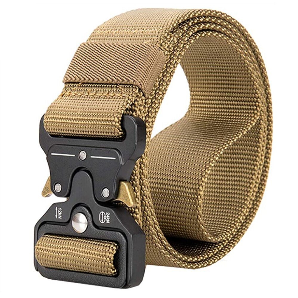 Adjustable Aluminum Alloy Military Tactical Belt | Nylon Webbing With Buckle | One Size Fits 26-48