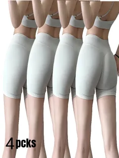 4-Pack Workout Yoga Shorts High-Waiste Booty-Lifting Gym & Running - 4White - View 1