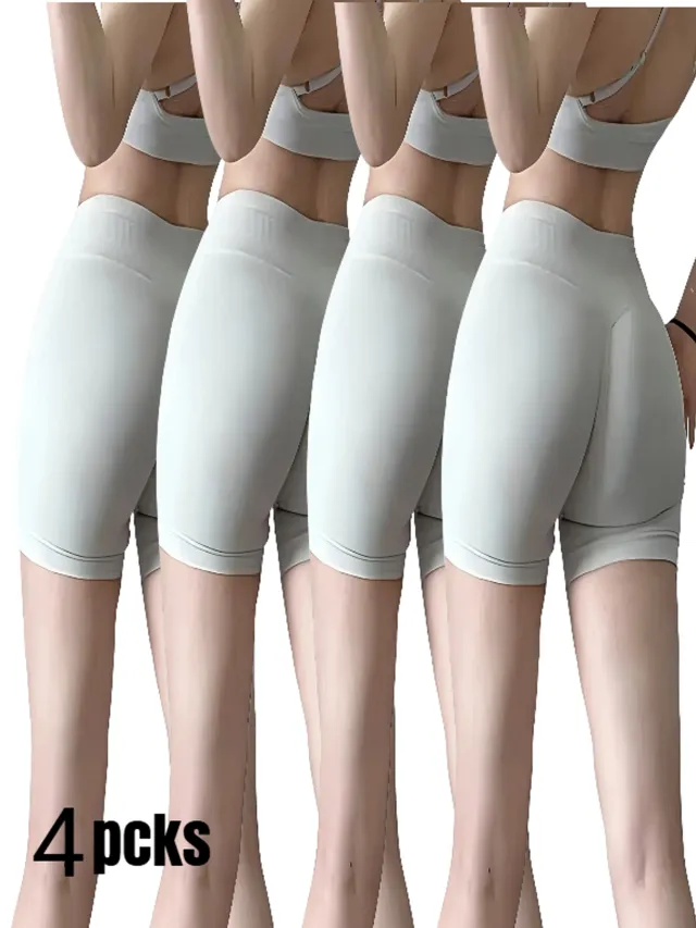 4 Pack Workout Yoga Shorts High Waiste Booty Lifting Gym & Running 4White - Shop at LoveMi