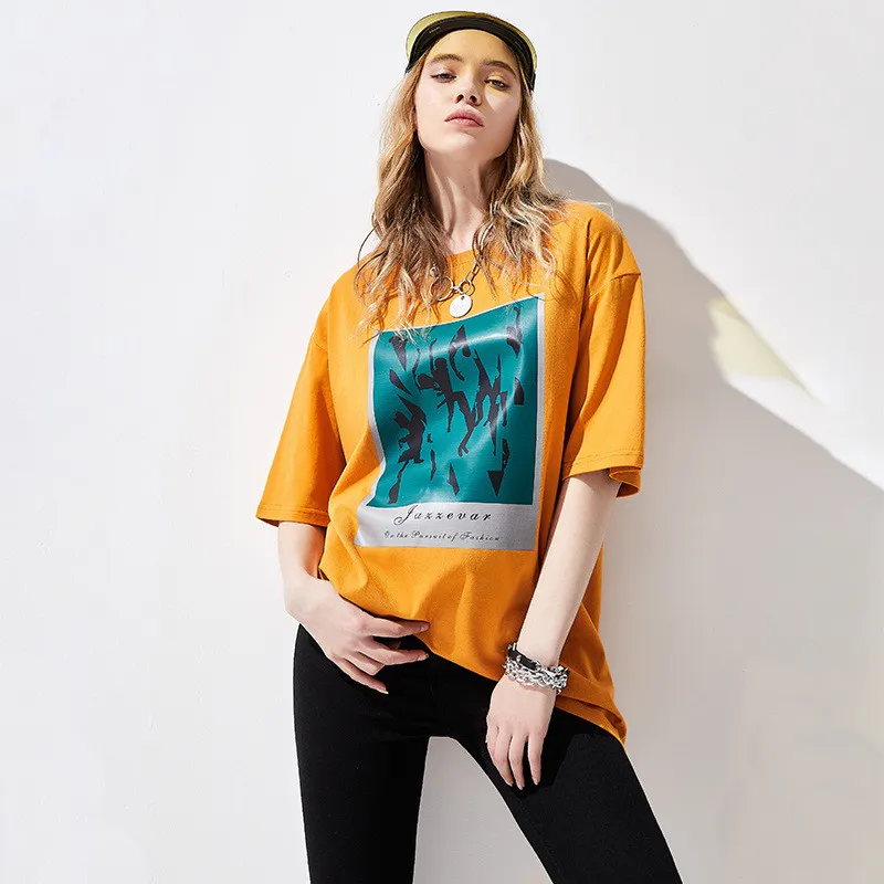 Cotton T-Shirt Comfortable Simple Short Sleeve - Yellow