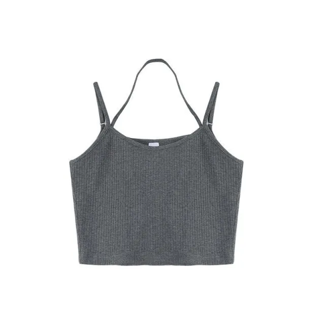 Suspender Vest Female Spice Girl Blouse Short Paragraph Flower Ash Sling L - Shop at LoveMi