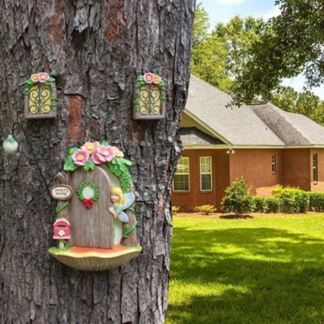 Resin Fairy Door And Windows Miniature Sculpture For Trees Outdoor Decor — foto 6