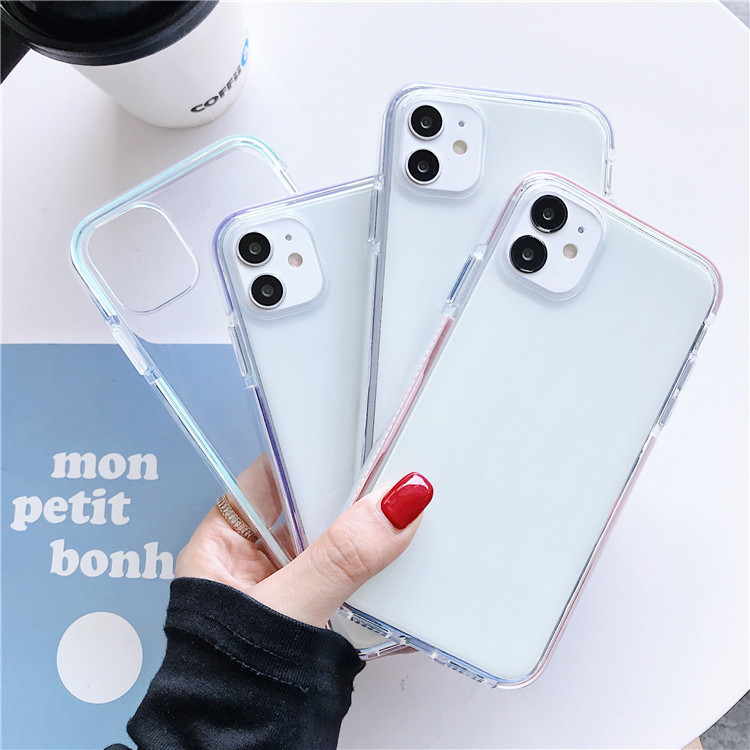 Funda transparent integral borde color anti caída