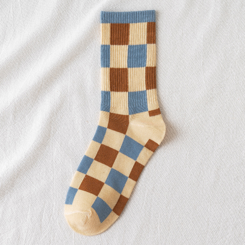 Title 4, Breathable stockings plaid cotton socks