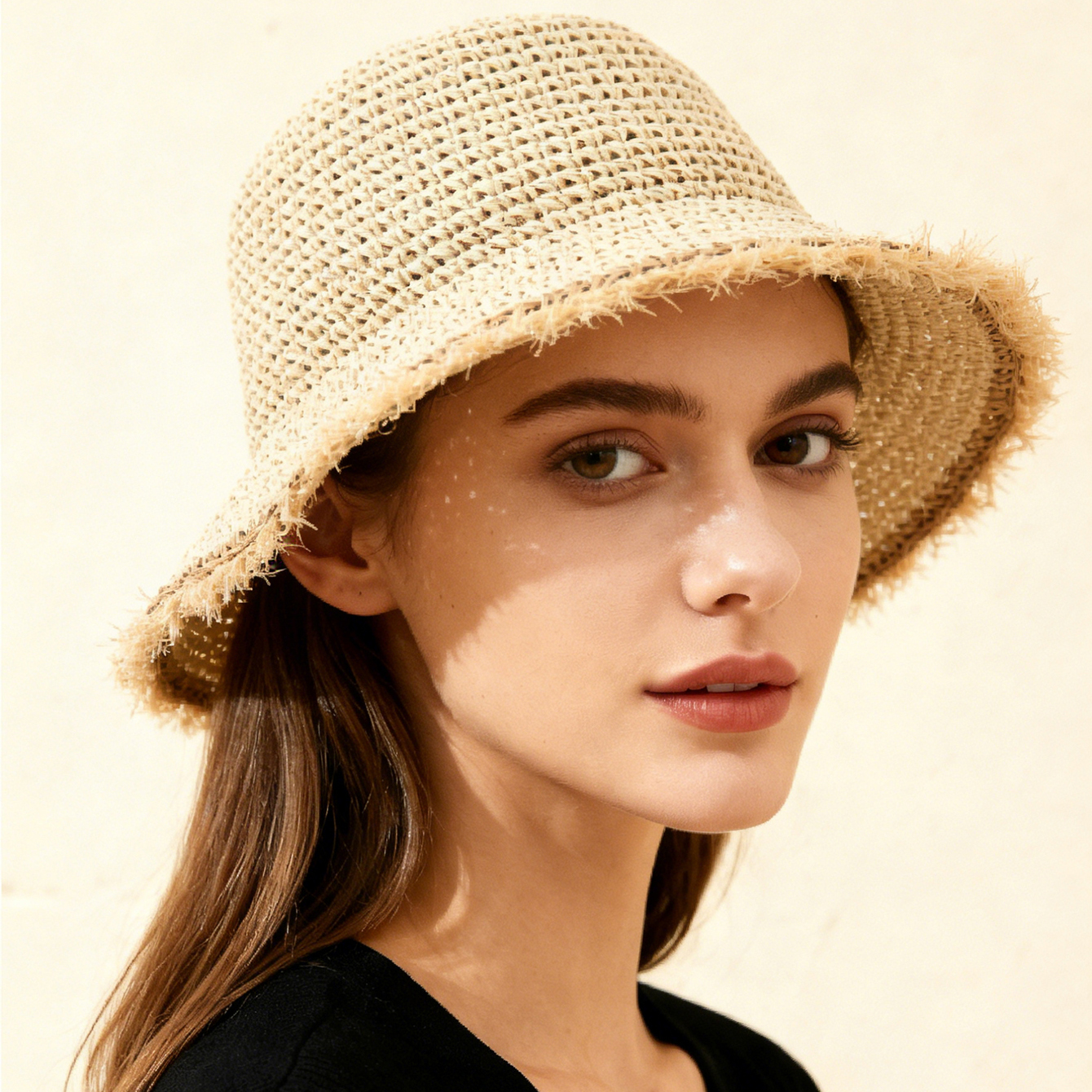 The Korean Version Of The Wide-brimmed, Fringed, Woven Straw Hat, Sun Hat, Round-top Fisherman's Hat, Beach Vacation Hat, And Sandcastle Hat Is Suitable For Vacations.