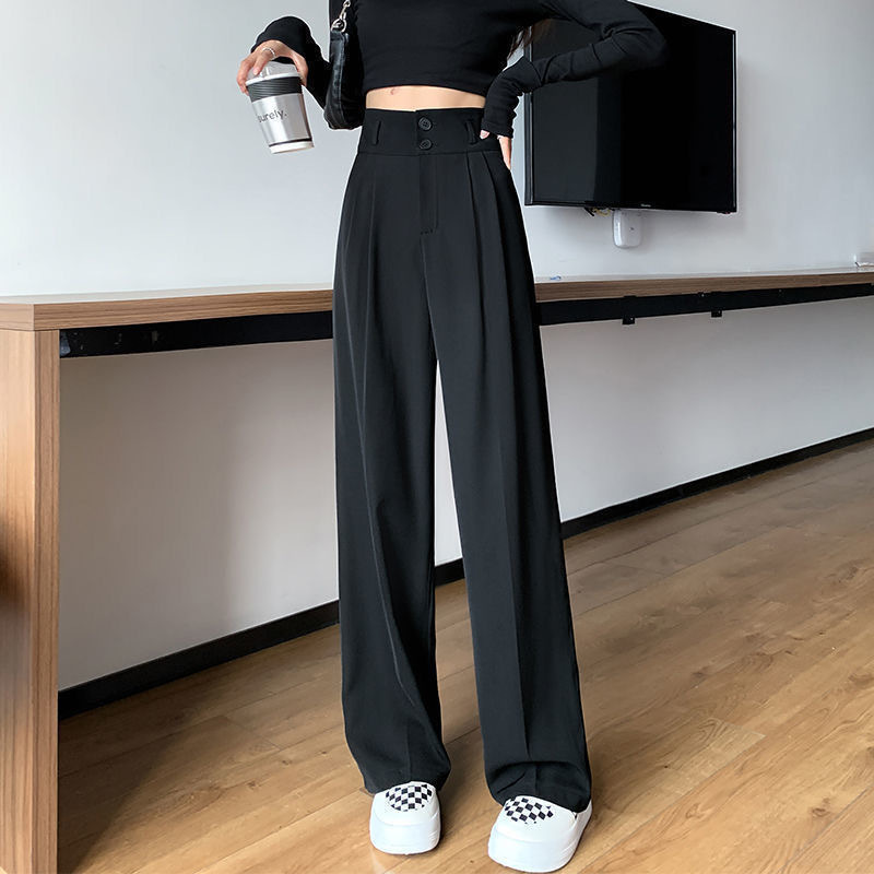 Title 4, Black Two-Button Loose-fitting Wide-leg Pants. ...