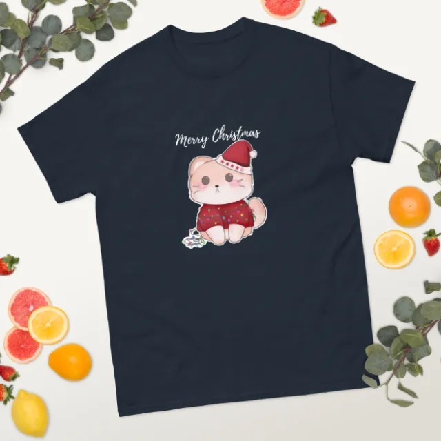 European And American Cat Digital Printing Casual Round Neck Short Sleeves T shirt Navy Blue - Shop at LoveMi