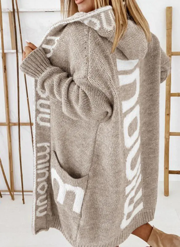 Knitted Sweater Shirt Mid length Cardigan Light Brown - Shop at LoveMi