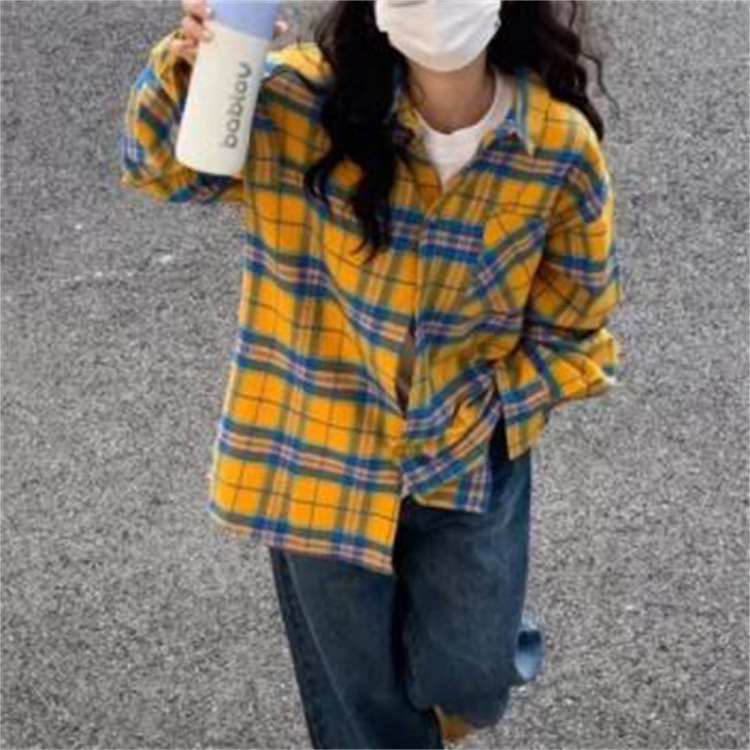 Title 5, Womens Yellow Plaid Long Sleeve Shirt, offerin...