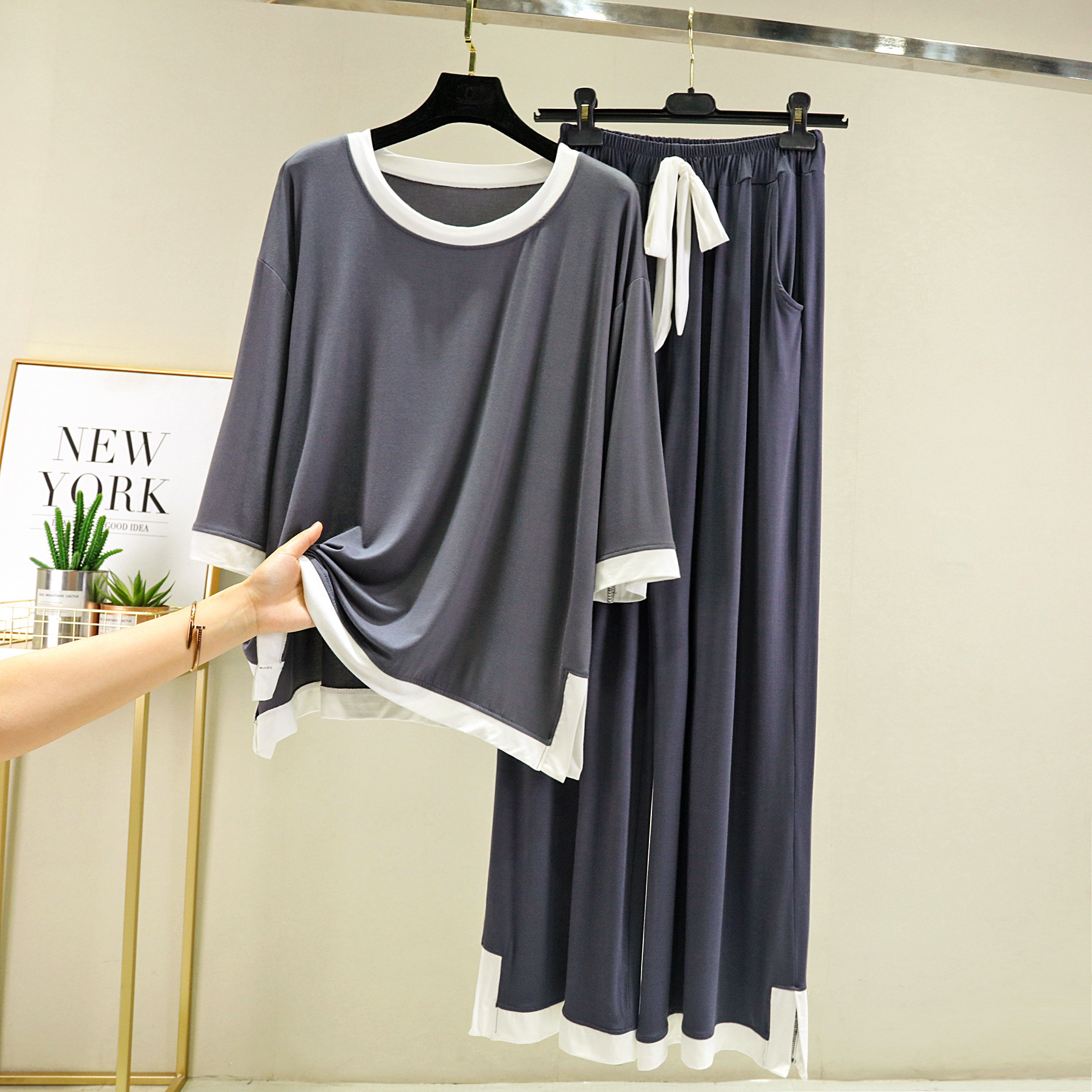 Color Matching Split Fashion Simple Two-piece Set