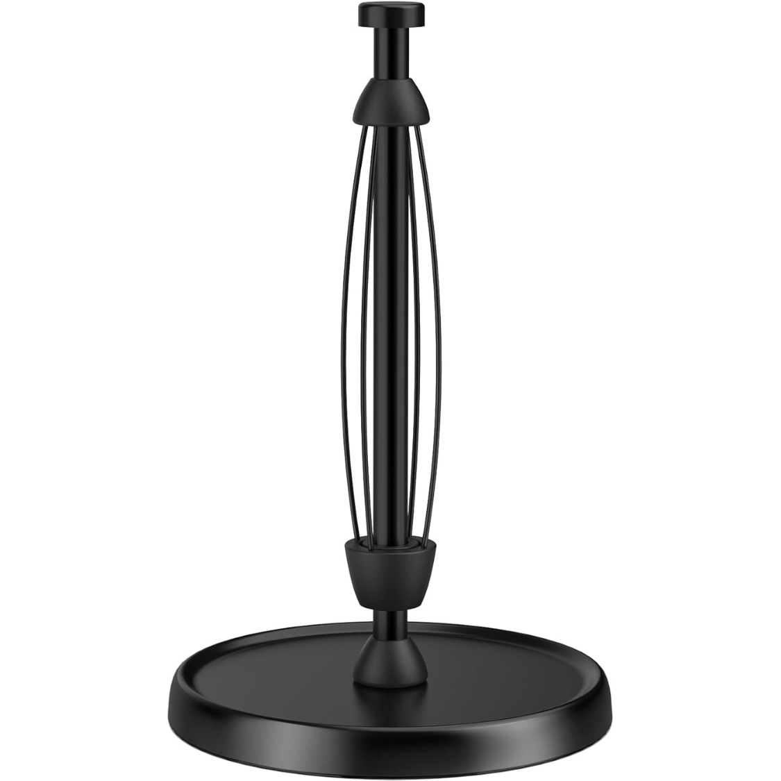 Black Stainless Steel Paper Towel Holder With Weighted Base One-Handed Tear Countertop Roll Stand With Ratchet Mechanism For Kitchen Bathroom Decor