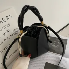 Fashion Women's Bag Messenger Bag Retro Single Shoulder Bucket Bag - Black - View 1