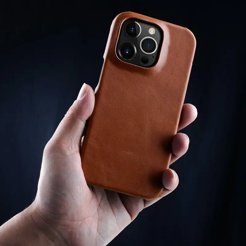 Suitable For 14ProMax Phone Case Head Layer Leather Vintage