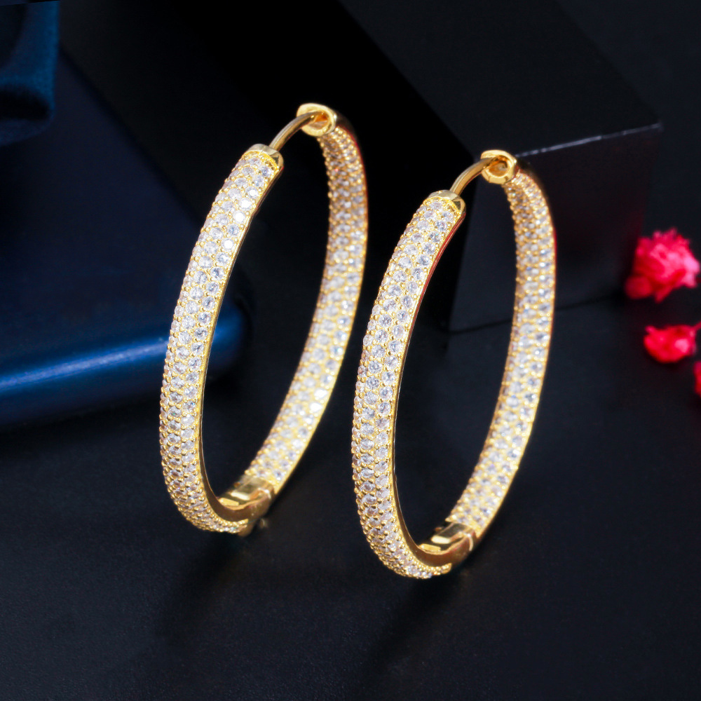 South American Style Earrings, A Sexy Personality Full Of Diamond Plating 18K Gold Zircon Earrings