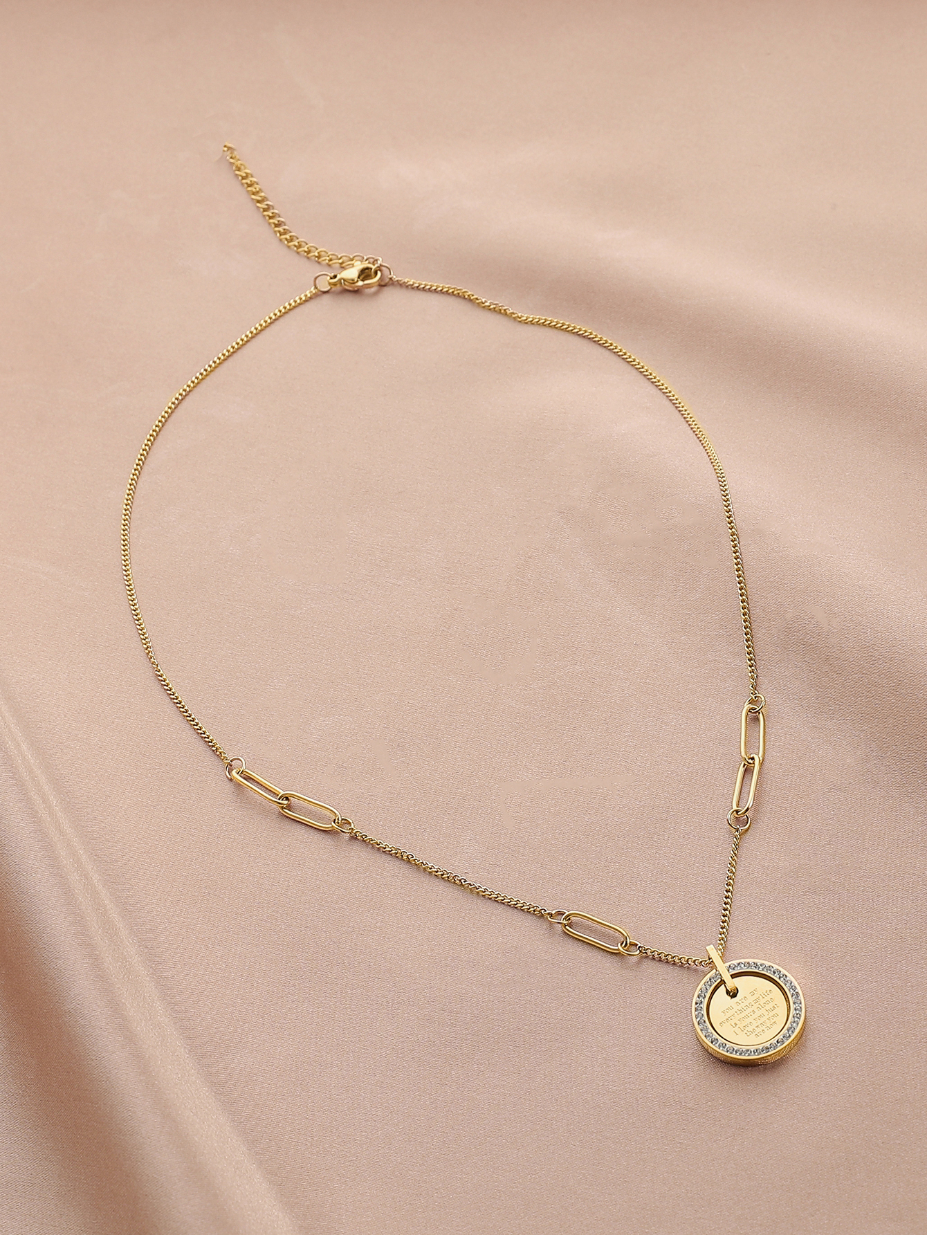 Fashion Japanese And Korean Style Stainless Steel Diamond Pendant Ladies Necklace