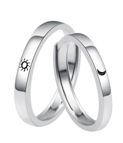 Sun and moon love couple ring pair