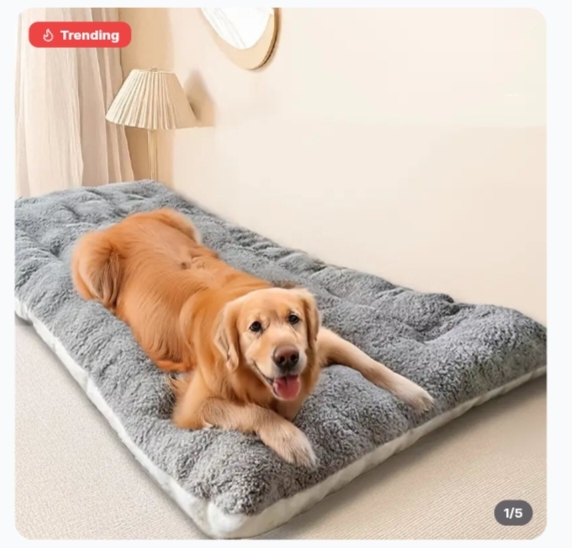 Large Soft Plush Dog Mattress Calming Kennel Cushion Washable Bed Mat For Medium & Large Dogs 5