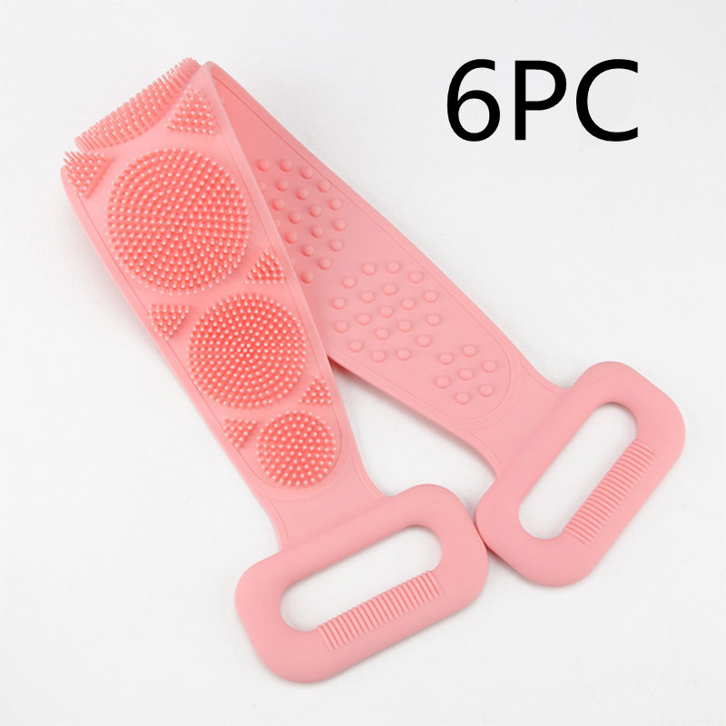 Bath Towel Silicone Rubbing Back Towel 6Pc Pink 70Cm - Shop at LoveMi