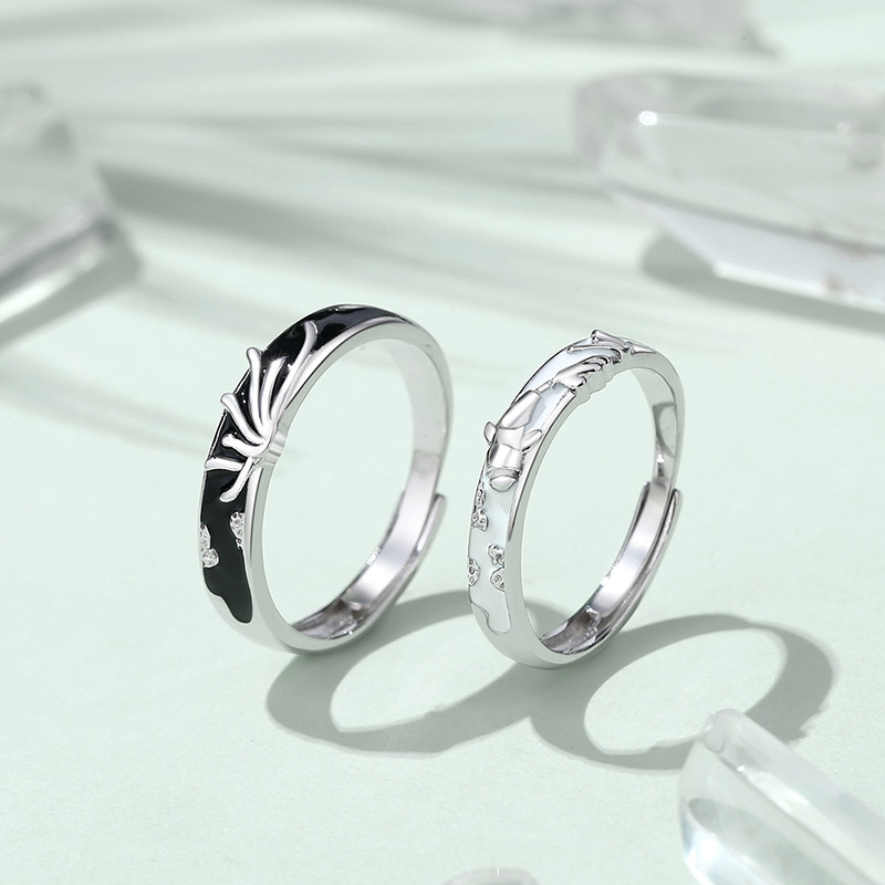 925 Silver Minority Design Black And White Ring