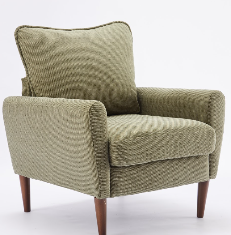 A Reading Chair With Cushioned Seat And Wooden Legs, Along With A Wide Single-person Modern Leisure Sofa image 6