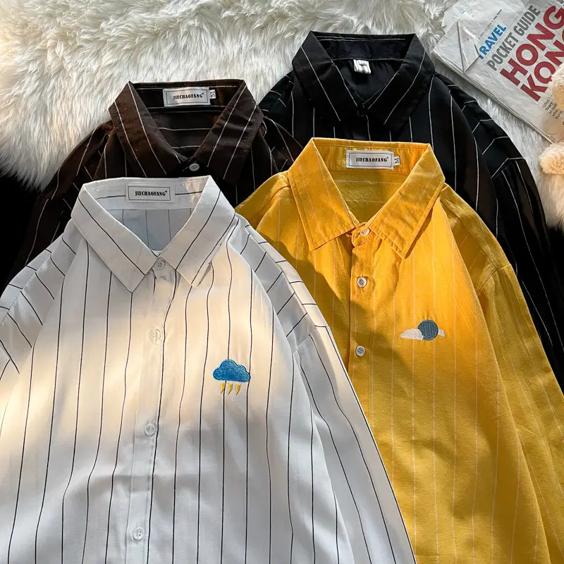 Vertical Striped Shirt Men's Trendy Casual Loose