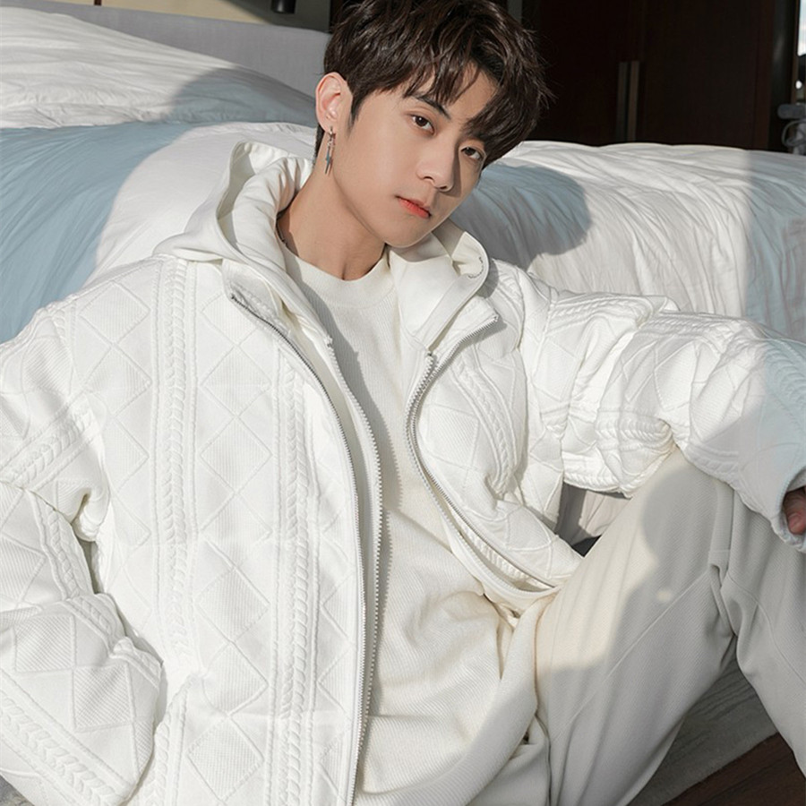 Men's Fashion Casual Twist Hooded False Two Piece Cotton Jacket