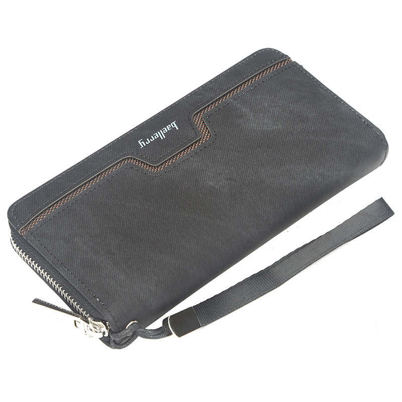 Baellerry Men's Long Zipper Wallet Tide PU Leather Handbag