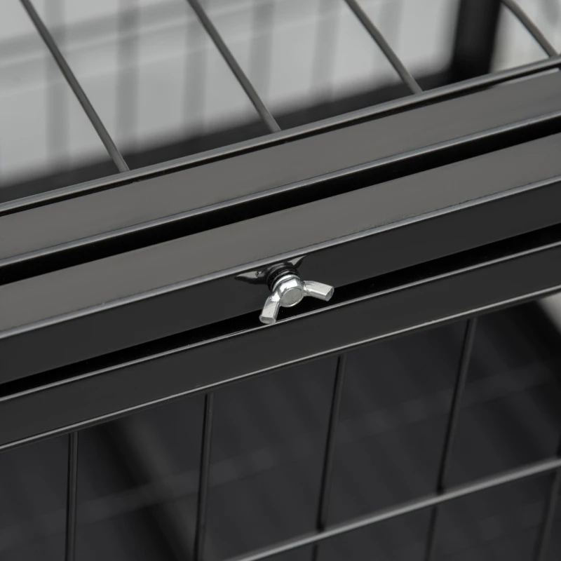 PawHut Heavy Duty Dog Crate With Removable Tray, Lockable Wheels And Double Door, For Medium And Large Dogs, Black