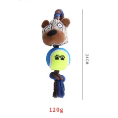 Pet Dog Toy Corduroy Tennis Ball Cotton Rope Dog Bite Resistant Teeth Sound Toy Interactive Play - Bear - View 1