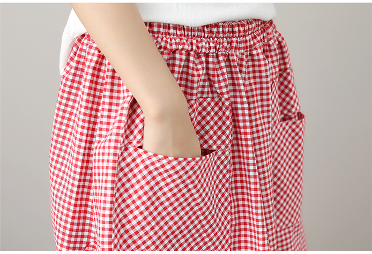 Title 8, Loose Cotton Linen Plaid Elastic Waist Lantern ...