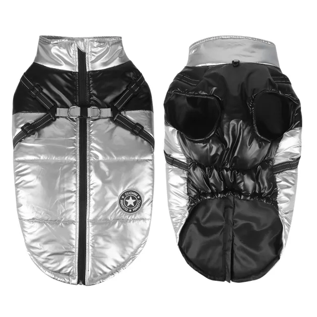 Windproof And Warm Reflective Webbing Big Dog Cotton Coat Pet Clothing Silver Black - Shop at LoveMi