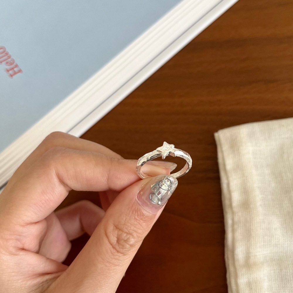 Ins Trendy Heavy-duty Silver Ring Vintage Aesthetic 925 Sterling Silver Fade Resistant For Ladies