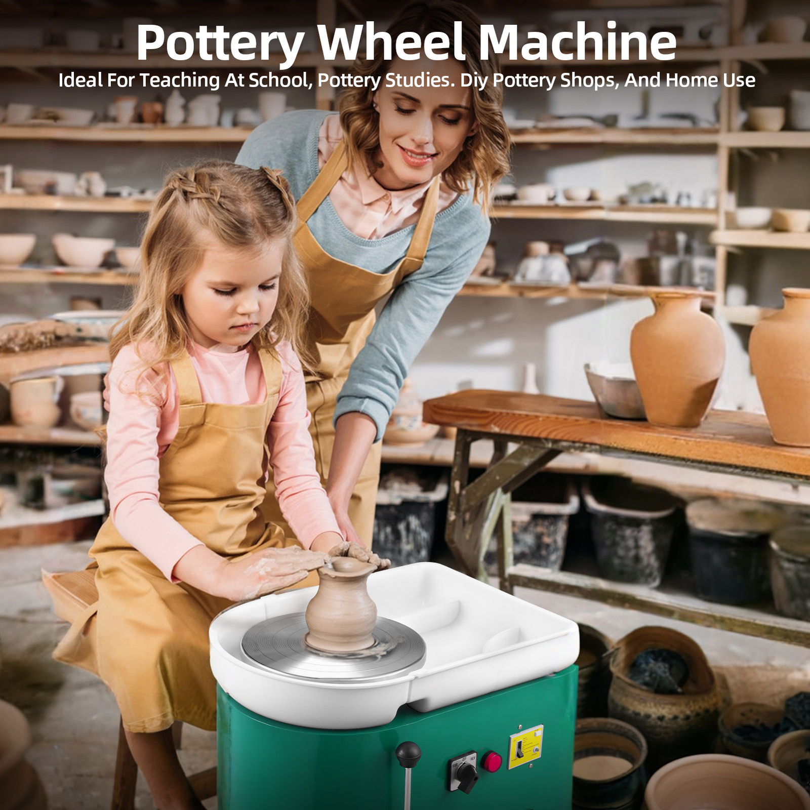 350W Electric Pottery Wheel Turntable Ceramic Forming Machine For Adults 25cm