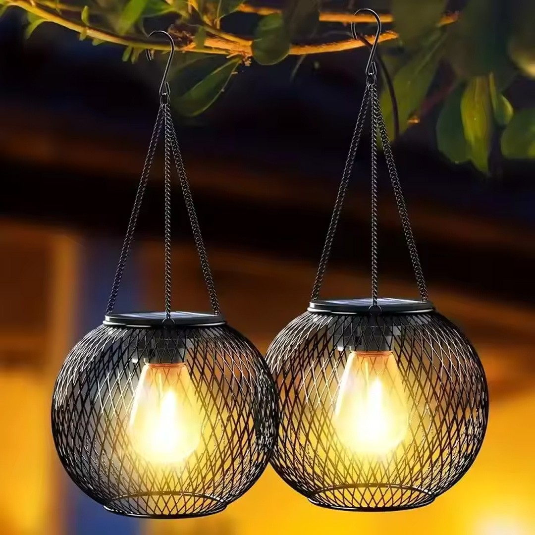 4x Solar Powered LED Hanging Lantern Lights Waterproof