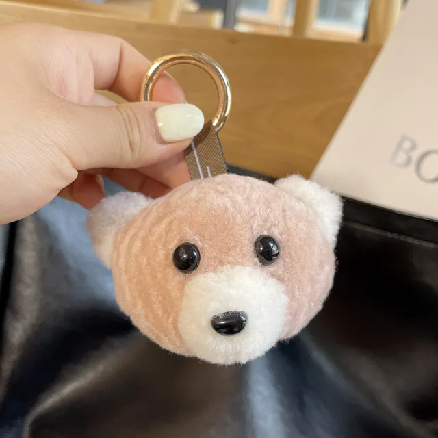 Real Wool Bear Car Keychain Fur Plush Doll Pink - Shop at LoveMi