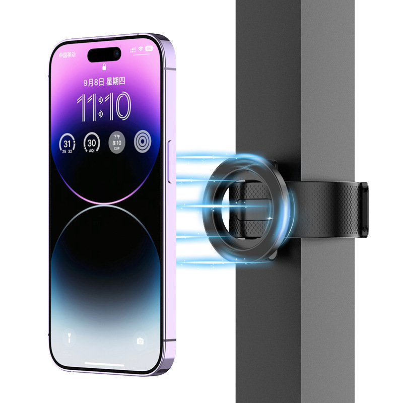 MagSafe Magnetic Phone Holder With Adjustable Silicone Strap, 4000Gs Strong Magnet Gym Shopping Cart Mount, 360 Rotation Stand For Phone & Universal Phones