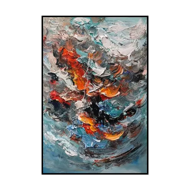 Large Colorful 3D Texture Handmade Oil Painting Original Abstract For Living Room Contemporary Home Decor Scandinavian Art Without Inner Frame - Shop at LoveMi