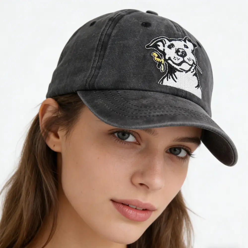 Dog Lover Gifts For Women Men, French Hat, Denim Adjustable Embroidered Dog Dad Baseball Cap