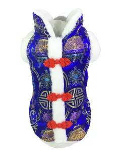 Chinese-style Pet Clothes Keep Warm In Tang Suits Every Year - Blue - View 1
