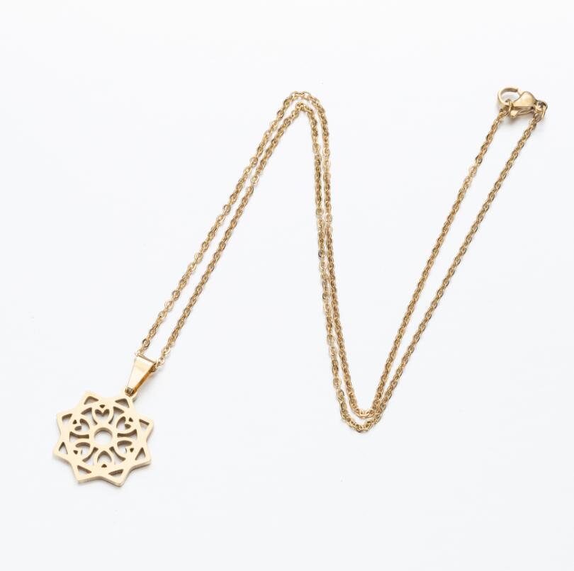 Stainless Steel Contracted Geometry Female Pendant Hollow Out Love Star Necklace