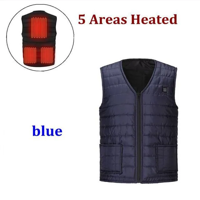 Five Suits In Winter With Smart USB Charging Heating Vest Blue - Shop at LoveMi