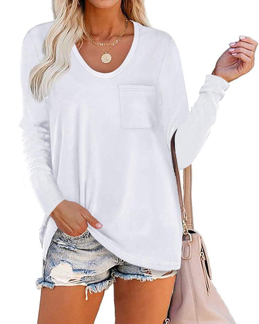 Title 10, Striped Pocket Long-sleeved Casual Loose Top