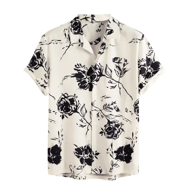 Short Sleeve Men's Rose Print Fashion Casual Men's Shirt Rose - Shop at LoveMi
