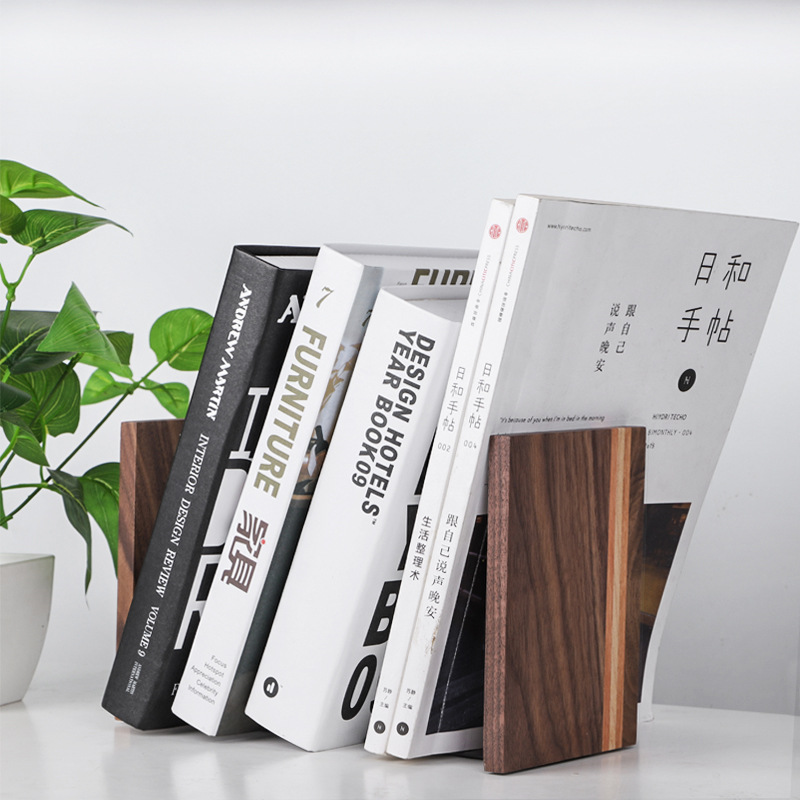 Black walnut student bookends rely on wooden