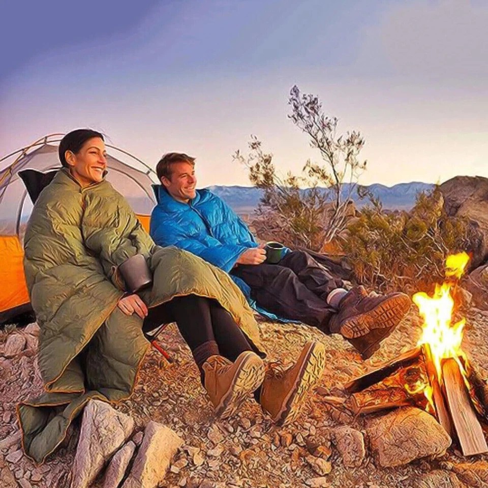 Down Camping Blanket Camping Hiking Puffy Down Blanket Packable Lightweight Down  Black