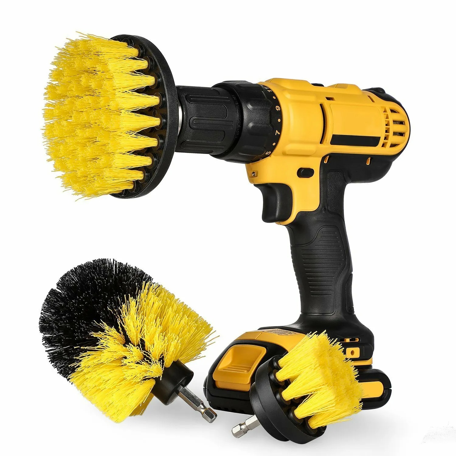 Scrubber Brushes Set Kit with Adapter. we ship only inside the US, USPS First Class Package 2 Day Handling , 2-5 Day Shipping. Scrub Brush Drill Attachment Kit - All Purpose Power Scrubber Brush Cleaner for Grout, Floor, Tub, Shower, Tile, Corners, Bathro