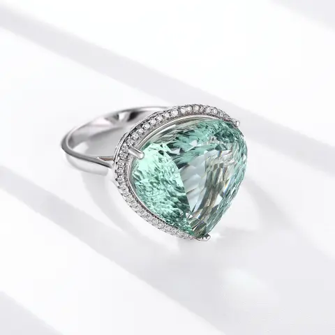 S925 Silver Inlaid Bird's Nest Cut Natural Green Crystal