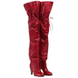 Over The Knee Synthetic PU Stretch Boots Red - Shop at LoveMi